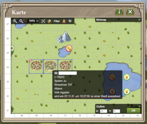 Karte Mouseover Städte